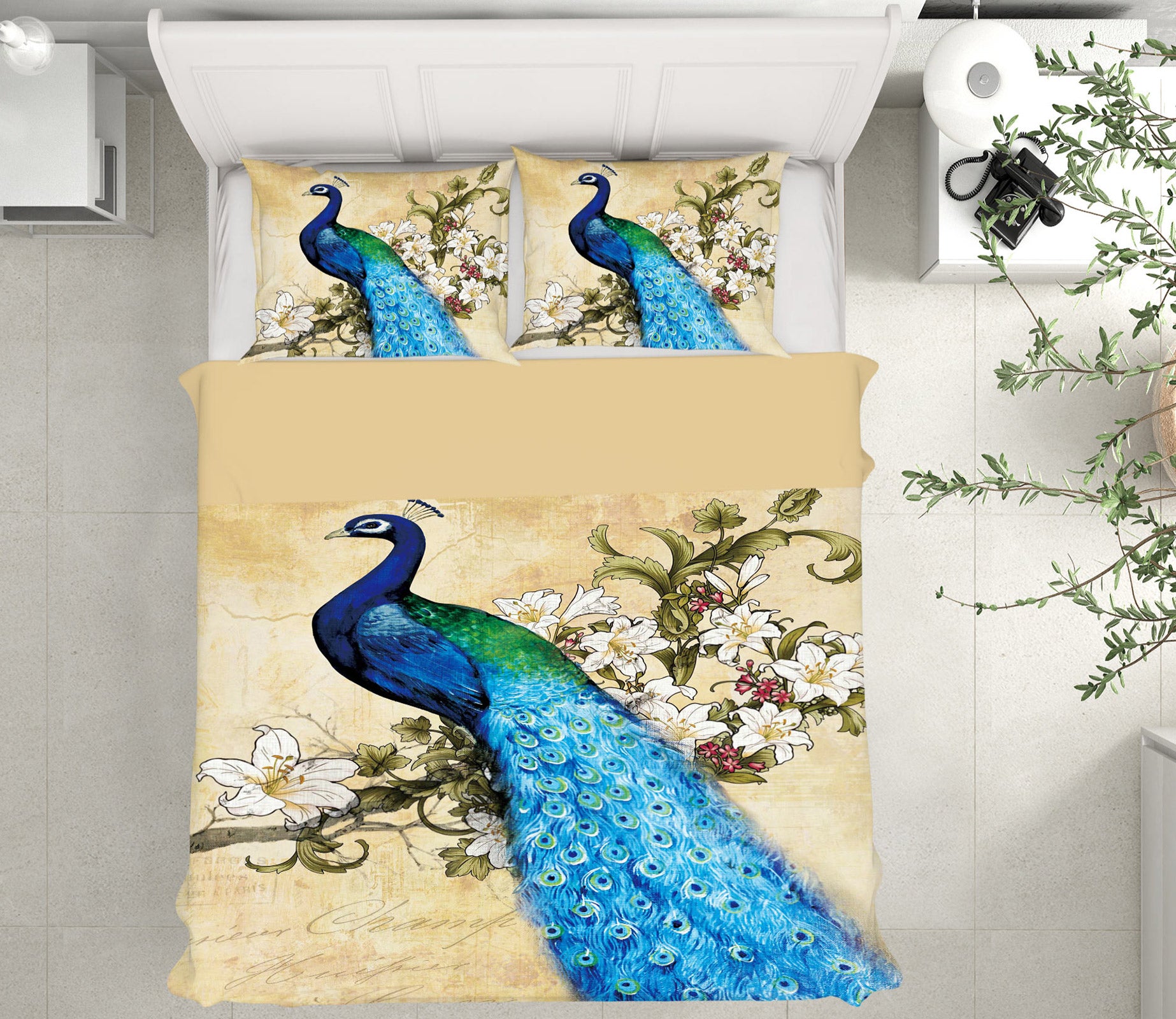 3D Peacock Branch 16103 Bed Pillowcases Quilt