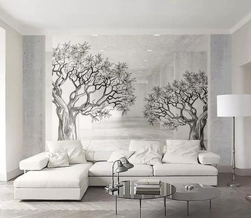 3D Silver Tree 993 Wall Murals Wallpaper AJ Wallpaper 2 