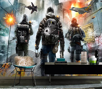 3D Fire War Soldier WC758 Wall Murals