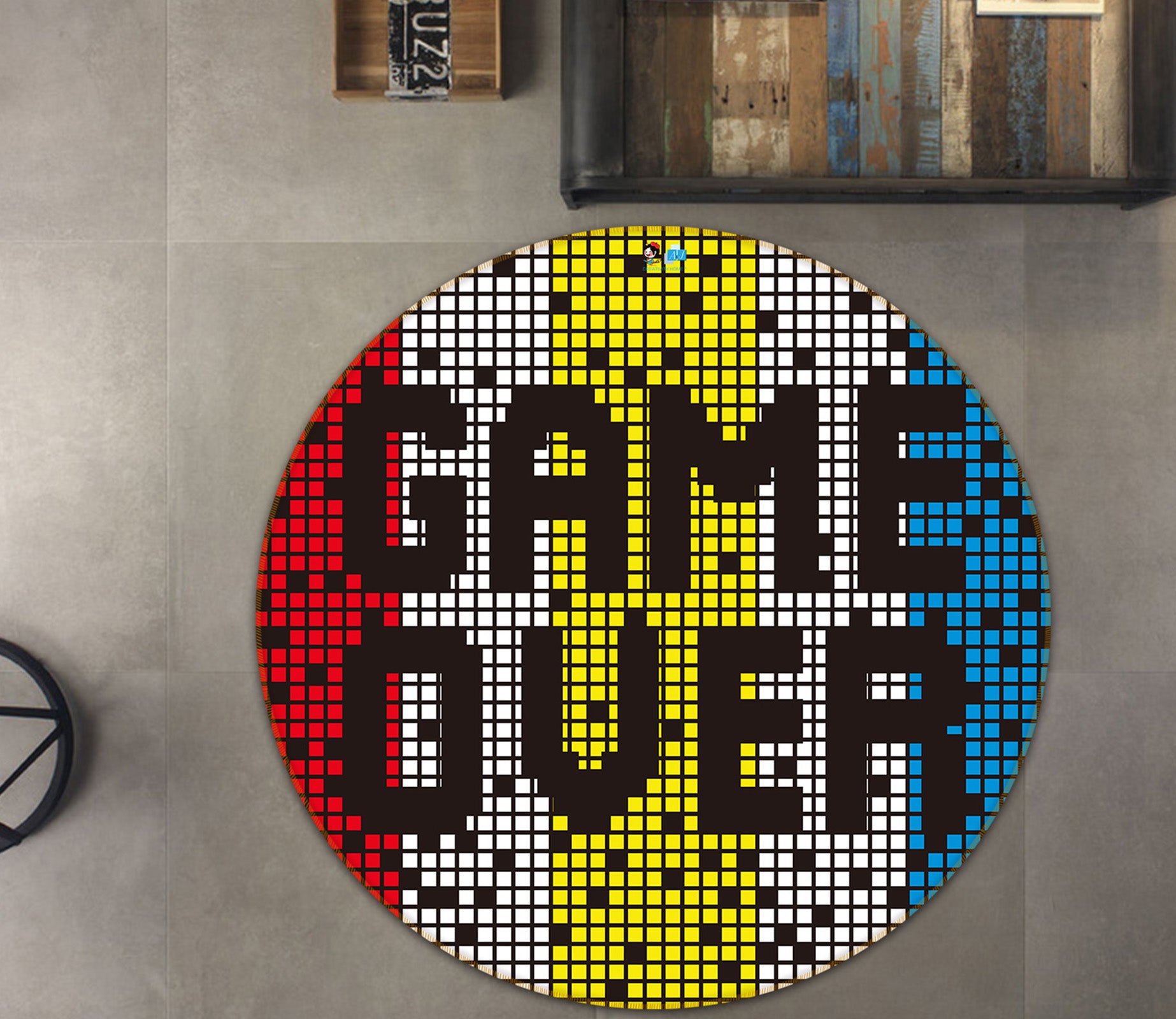 3D Game Over 74258 Round Non Slip Rug Mat