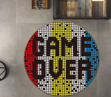 3D Game Over 74258 Round Non Slip Rug Mat