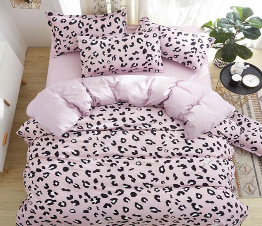 3D Pink Leopard 7158 Bed Pillowcases Quilt