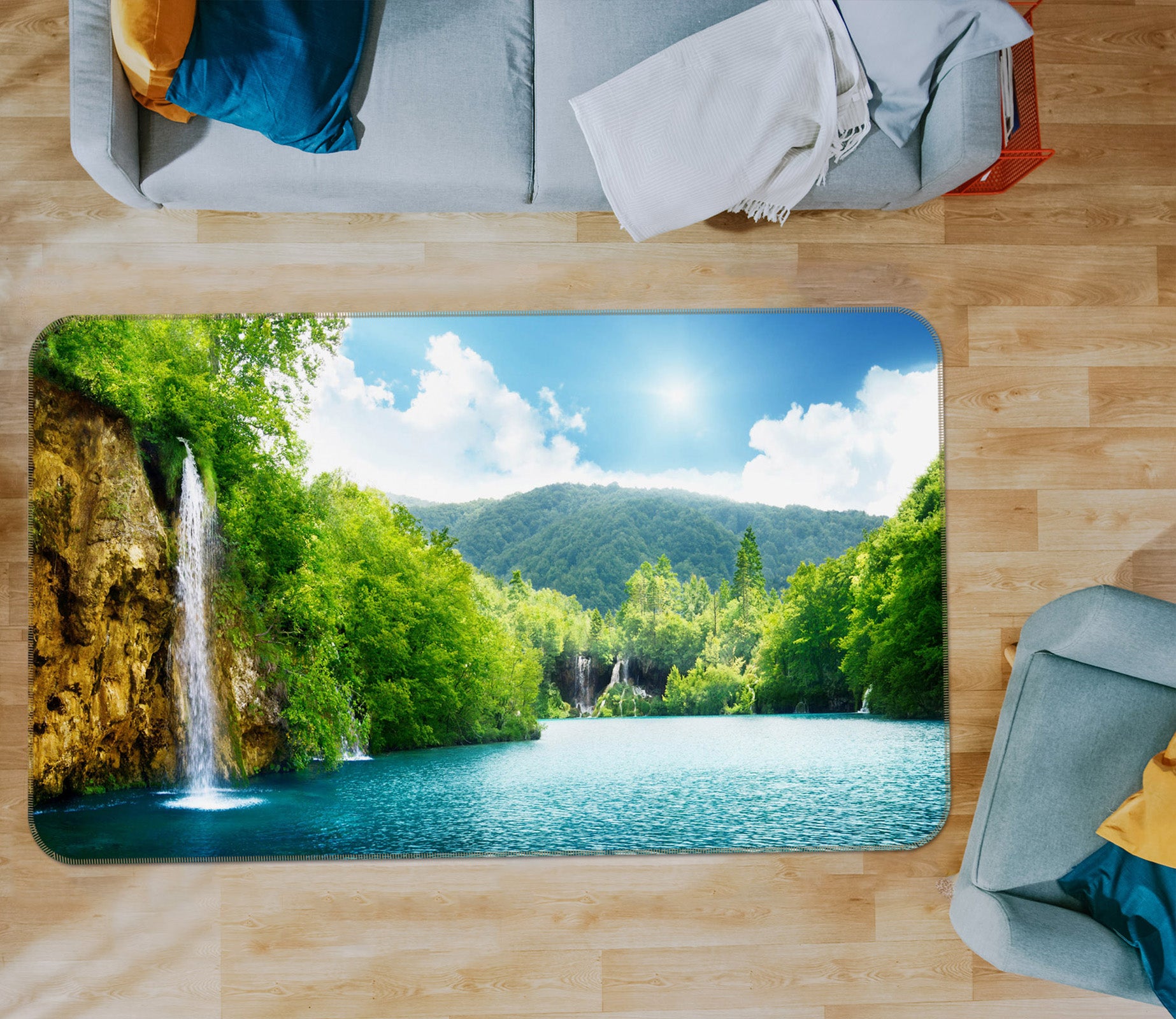 3D River Mountain 34177 Non Slip Rug Mat
