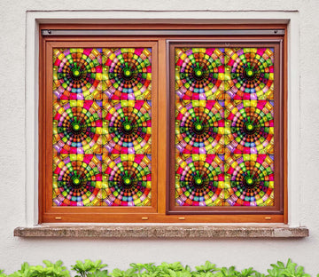 3D Color Pattern Flower 117 Window Film Print Sticker Cling Stained Glass UV Block