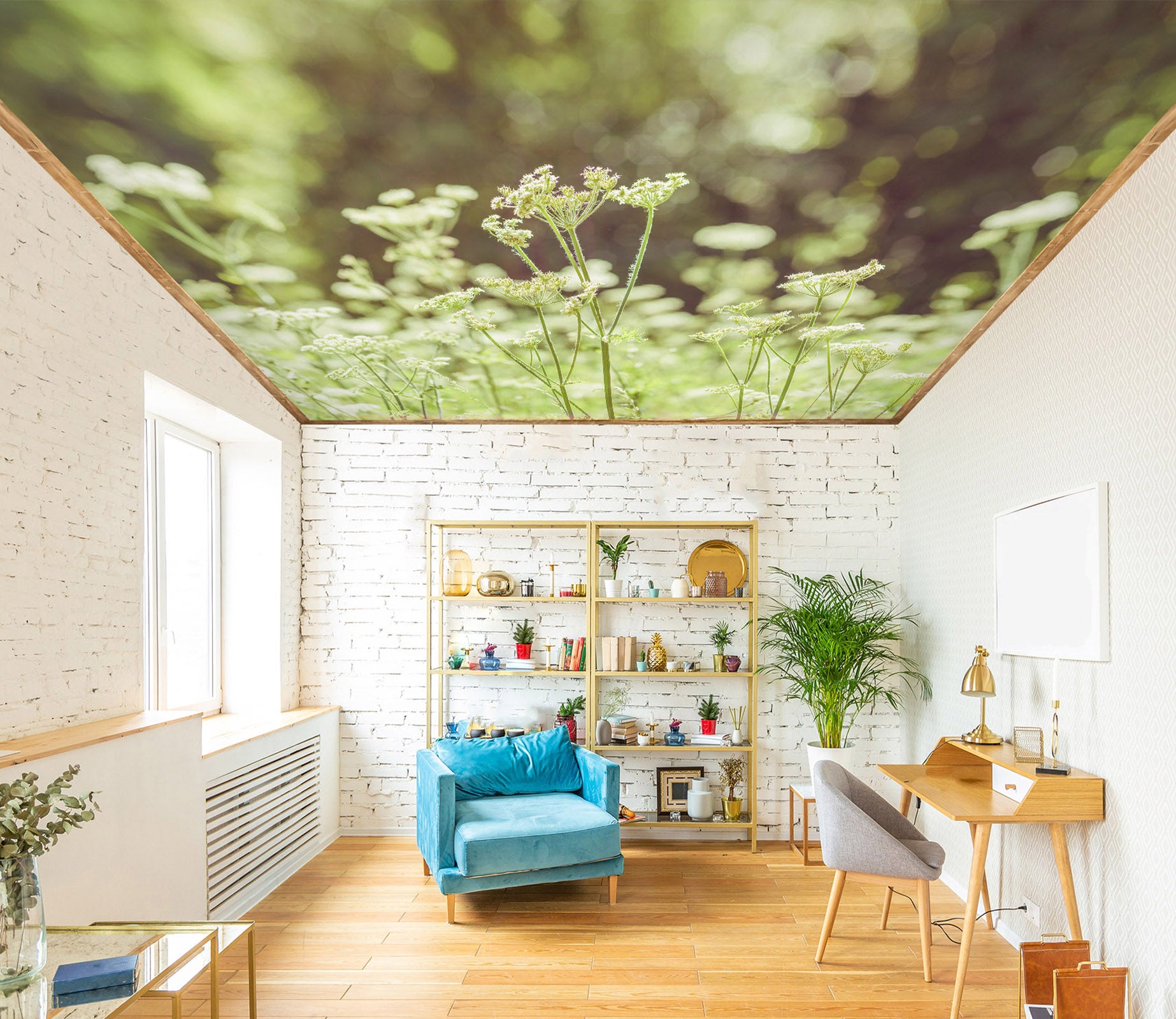 3D Small White Flowers 2590 Assaf Frank Ceiling Wallpaper Murals