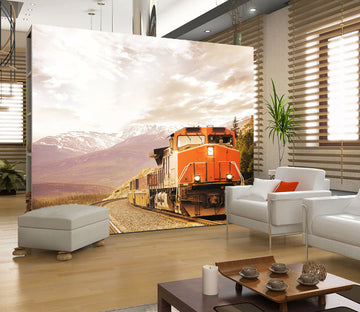3D Mountain Train 247 Vehicle Wall Murals
