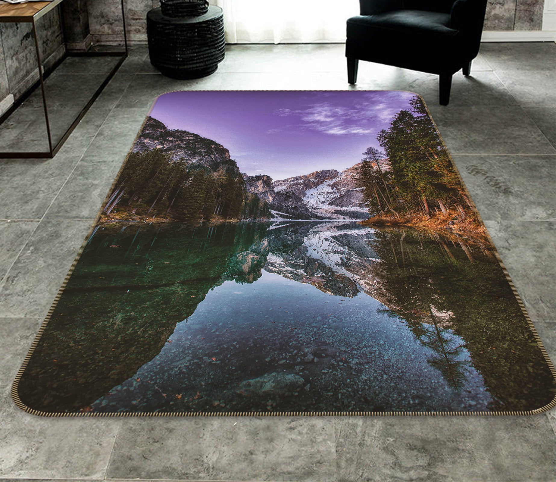 3D Mountains Rivers 65158 Non Slip Rug Mat