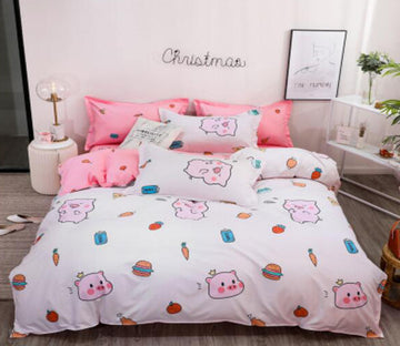 3D Cartoon Pig 4055 Bed Pillowcases Quilt