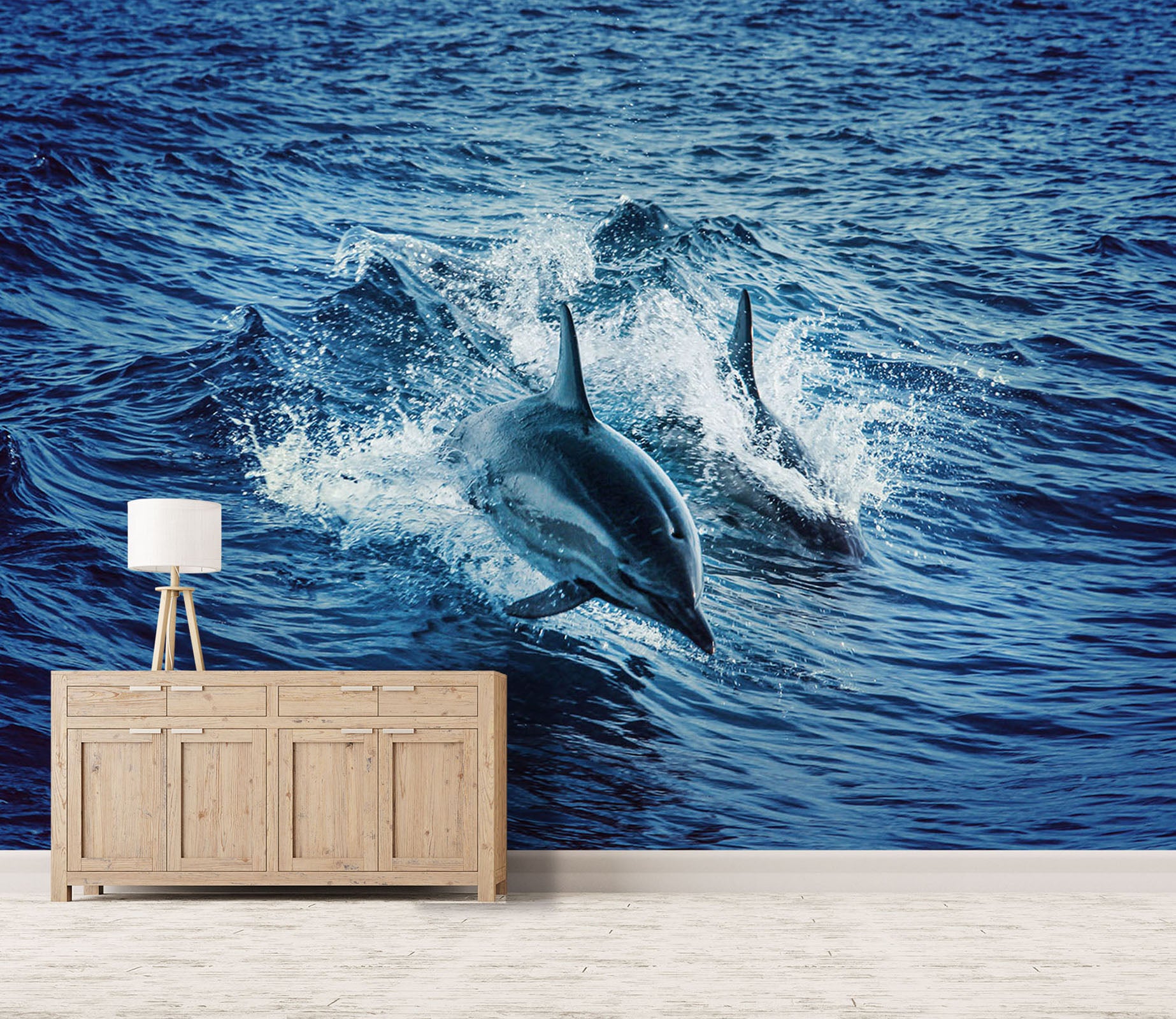 3D Blue Dolphin 252 Wall Murals