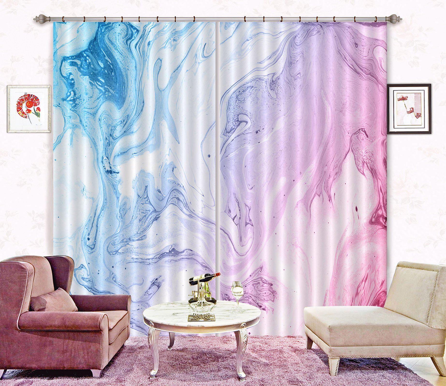 3D Red Gradient Turbulence 18 Curtains Drapes Curtains AJ Creativity Home 