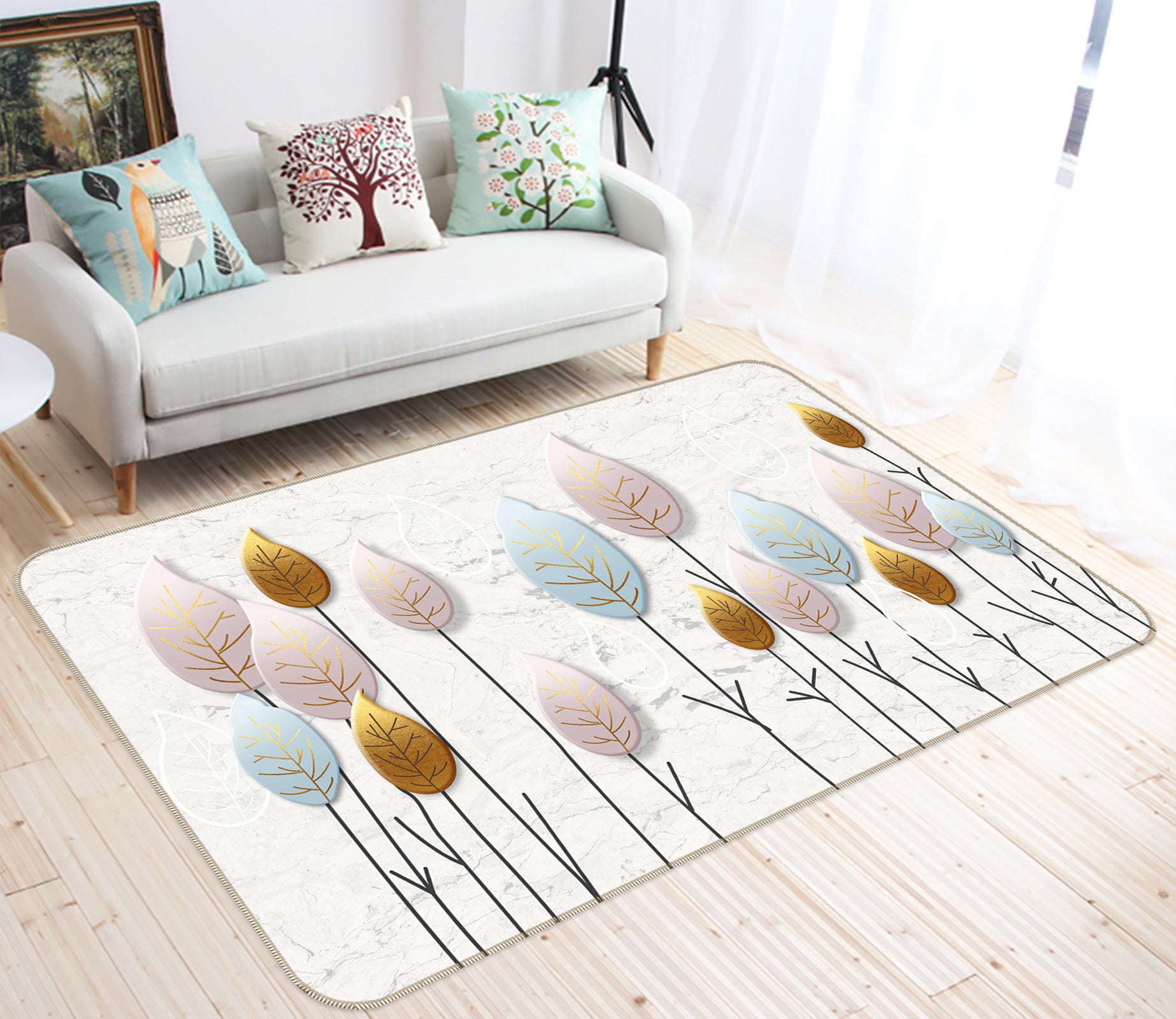 3D Tree Leaves 77063 Non Slip Rug Mat