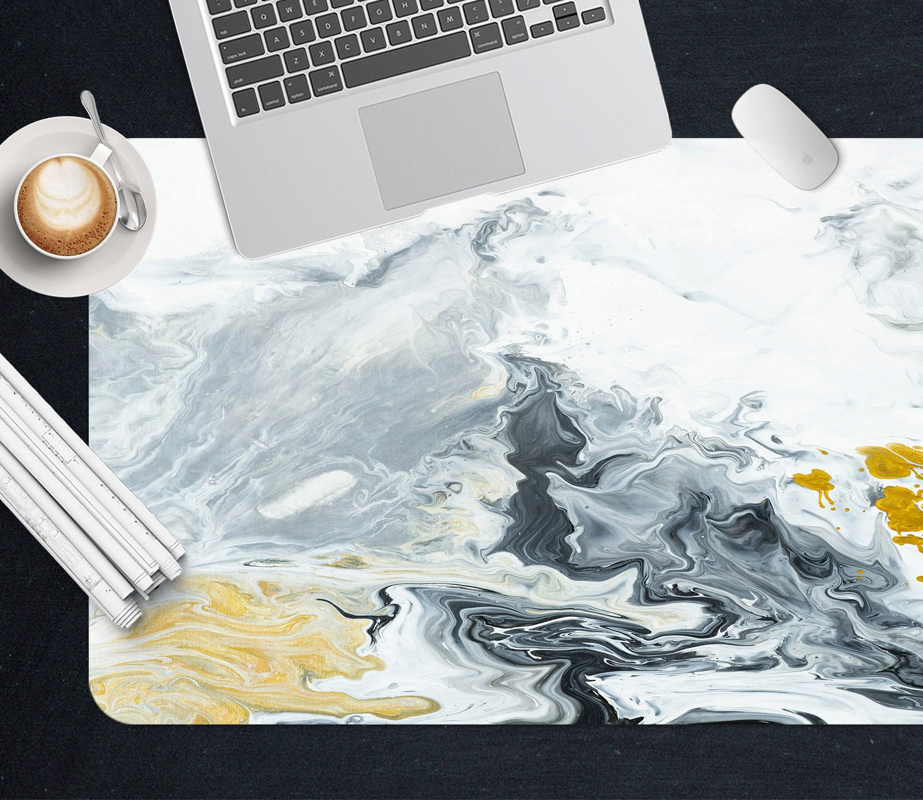 3D Light Gray Dark Gray Pattern 18036 Desk Mat