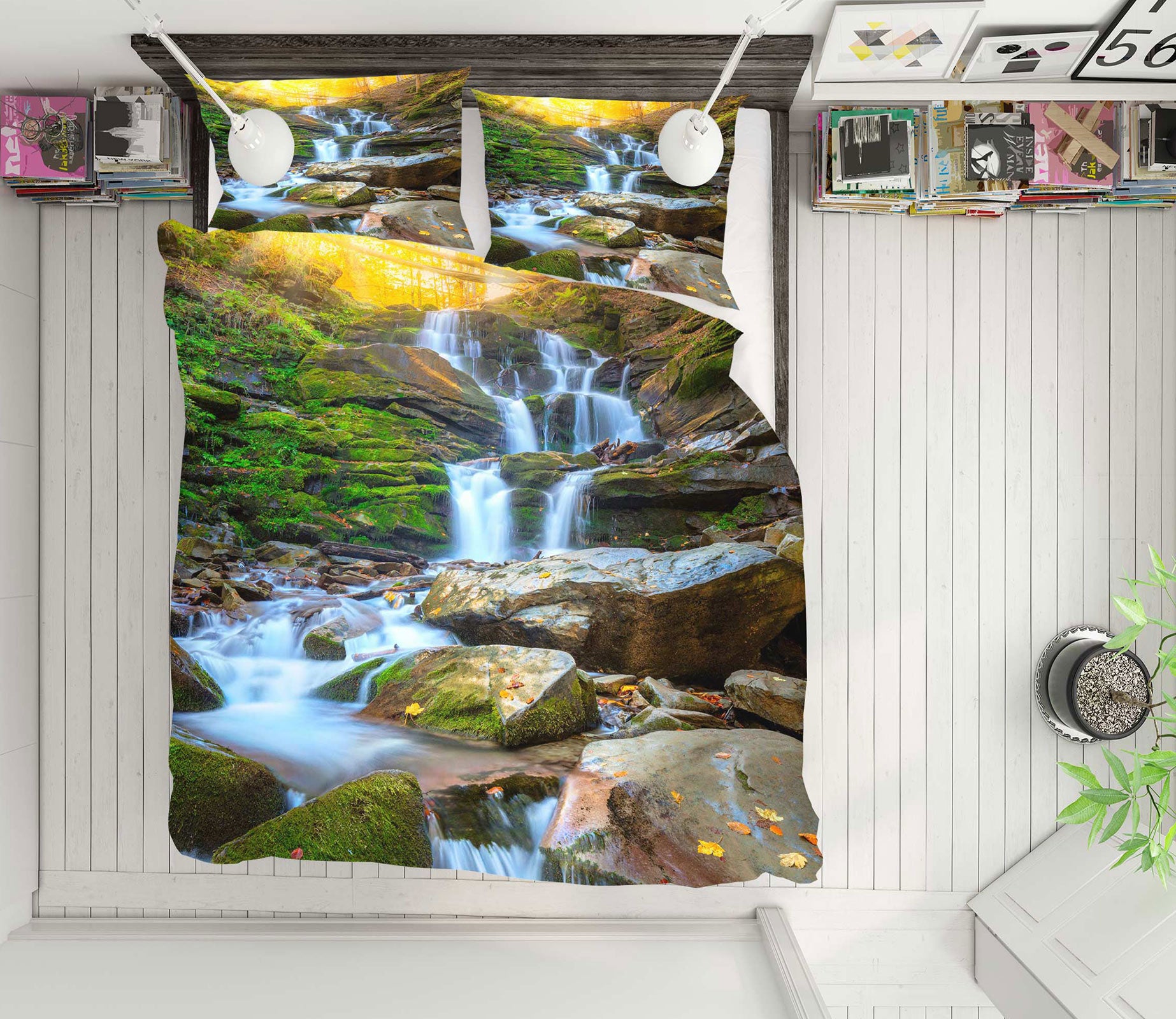 3D Running Water 15170 Bed Pillowcases Quilt