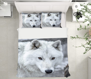 3D White Wolf 59238 Bed Pillowcases Quilt