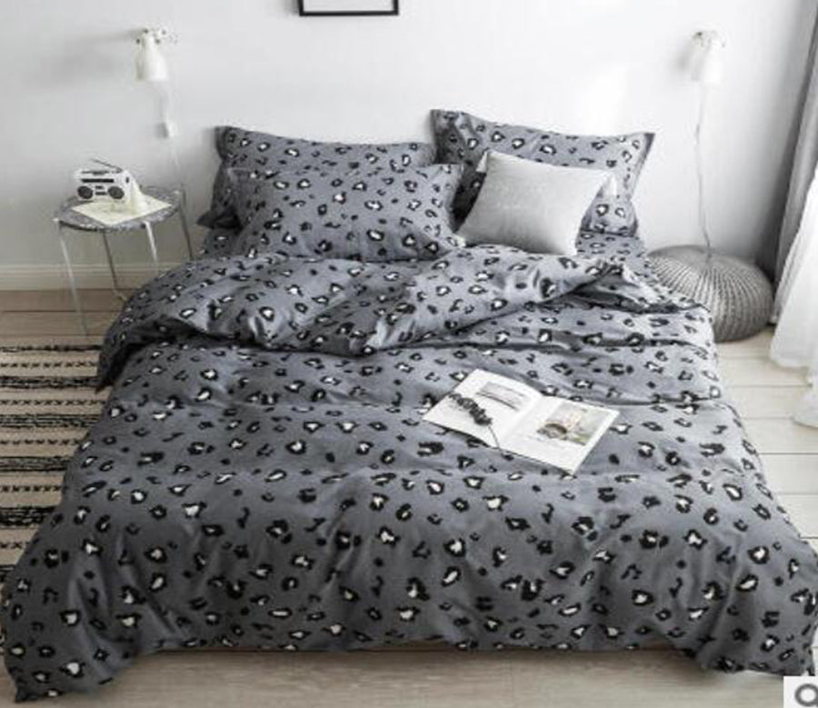 3D Black And Gray Leopard 18108 Bed Pillowcases Quilt