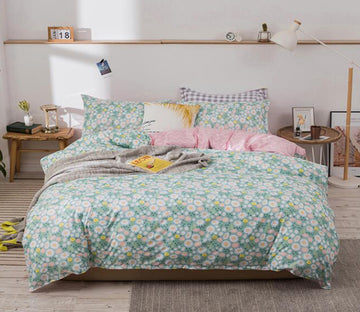 3D Green Small Floral 13109 Bed Pillowcases Quilt