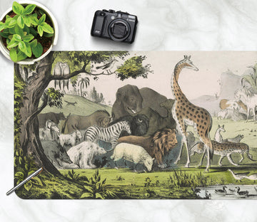 3D Animal Giraffe Elephant 981 Andrea Haase Desk Mat