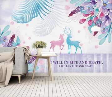 3D Pink Deer WC2225 Wall Murals