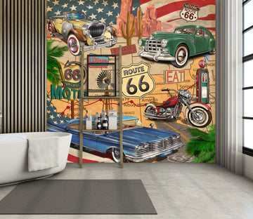 3D Motorcycle Car Map 241 Vehicle Wall Murals
