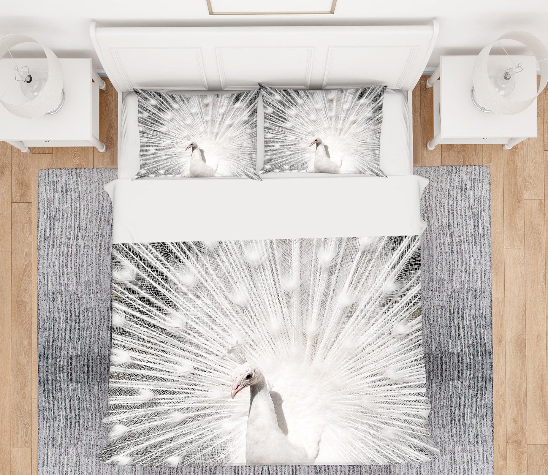 3D White Peacock 59212 Bed Pillowcases Quilt