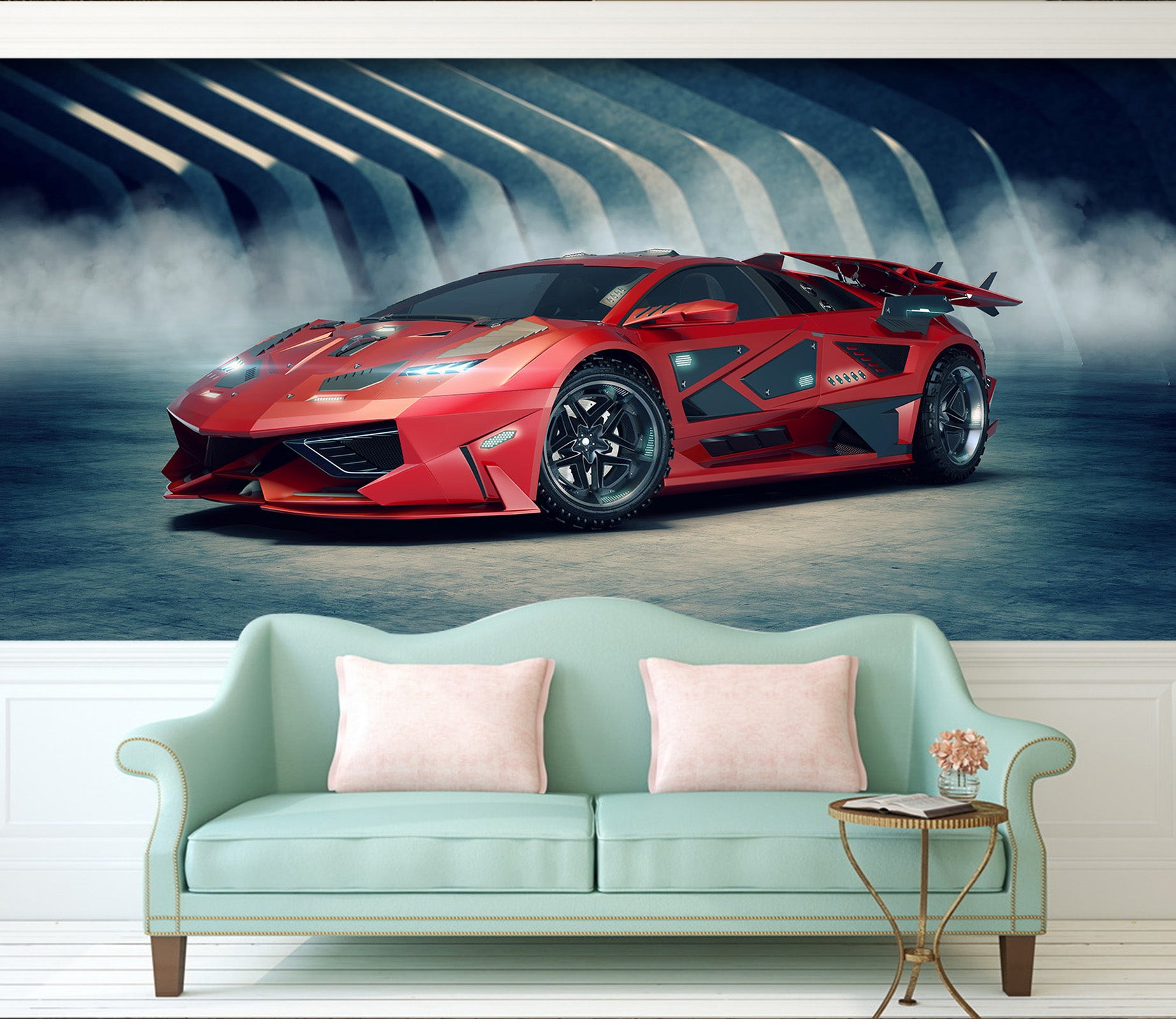 3D Red Luxury Car 349 Vehicle Wall Murals