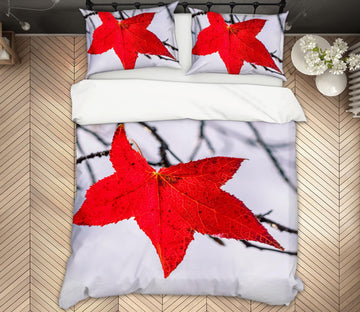 3D Red Leaf 135 Marco Carmassi Bedding Bed Pillowcases Quilt