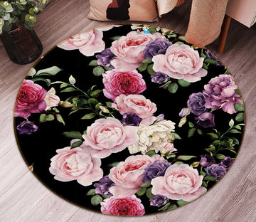 3D Flower Pattern 73023 Round Non Slip Rug Mat