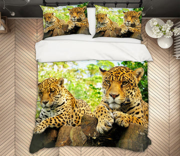 3D Two Leopards 59231 Bed Pillowcases Quilt