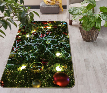 3D Branches Ball Pendant 55147 Christmas Non Slip Rug Mat Xmas