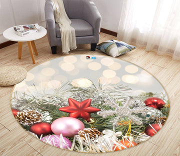 3D Branch Pendant 54028 Christmas Round Non Slip Rug Mat Xmas