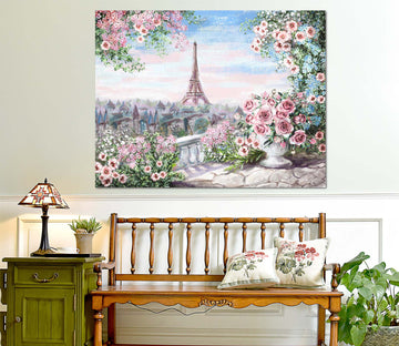 3D Eiffel Tower Rose 1038 Wall Sticker