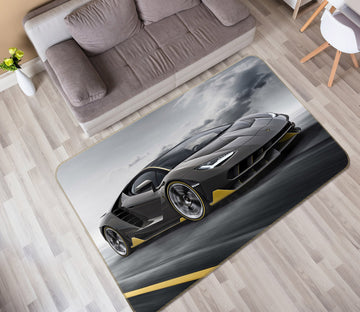 3D Black Sports Car 42063 Vehicle Non Slip Rug Mat