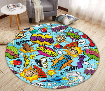3D Colored Letters 75069 Round Non Slip Rug Mat