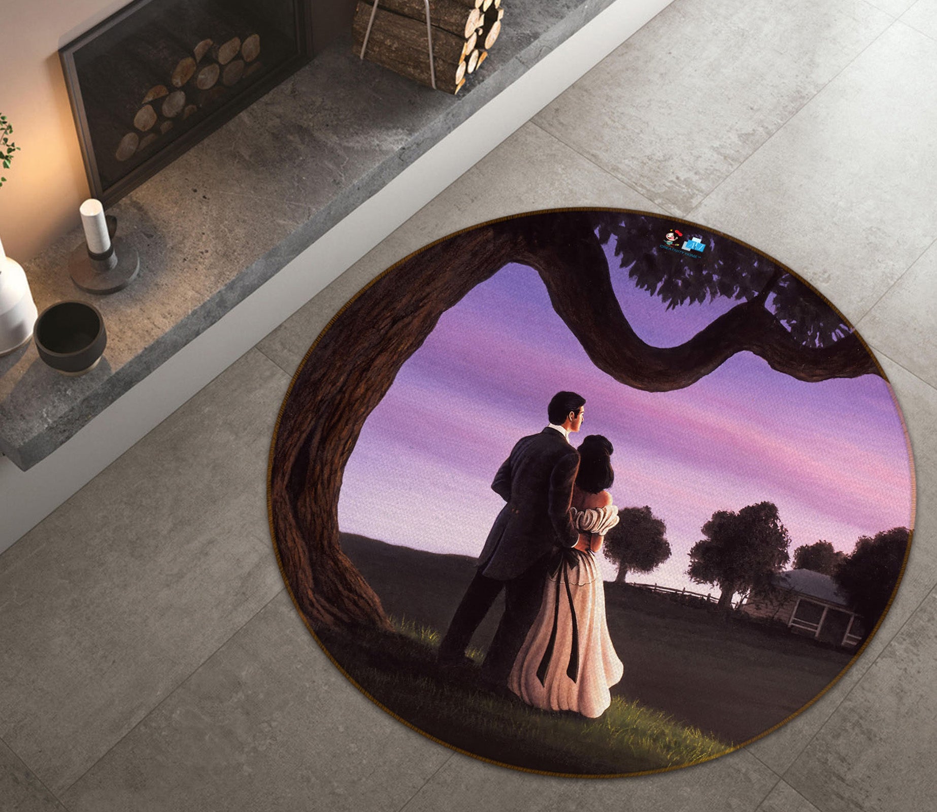 3D Tree Lovers 85132 Jerry LoFaro Rug Round Non Slip Rug Mat