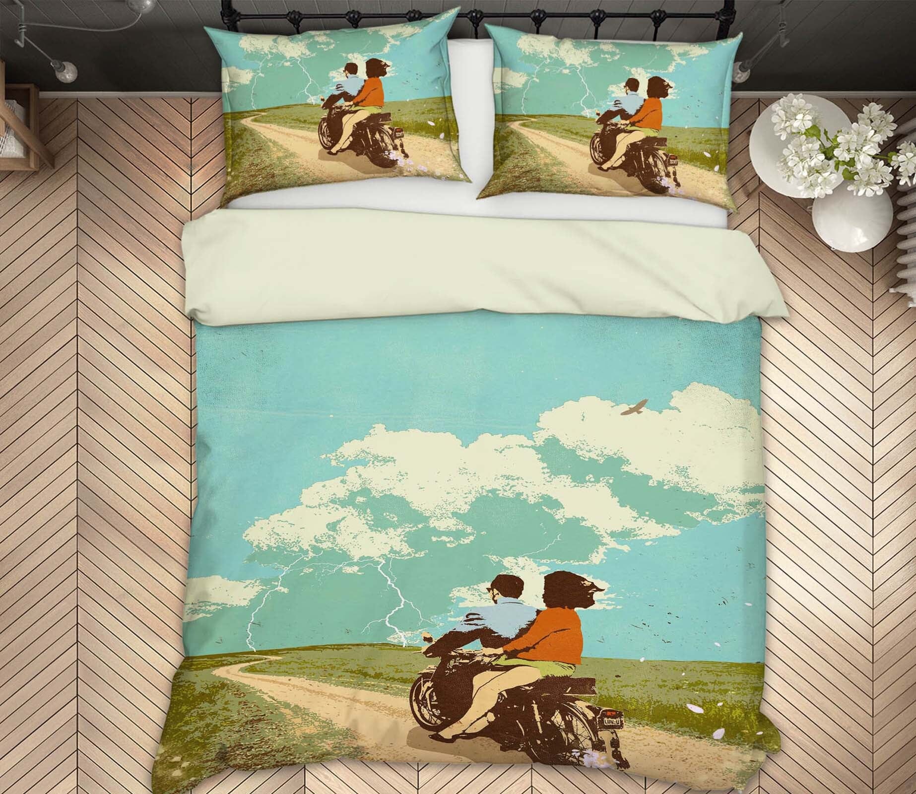 3D Motorcycle Travel 2115 Showdeer Bedding Bed Pillowcases Quilt Quiet Covers AJ Creativity Home 