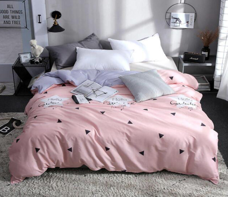 3D Pink Small Black Triangle 4166 Bed Pillowcases Quilt