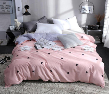 3D Pink Small Black Triangle 4166 Bed Pillowcases Quilt