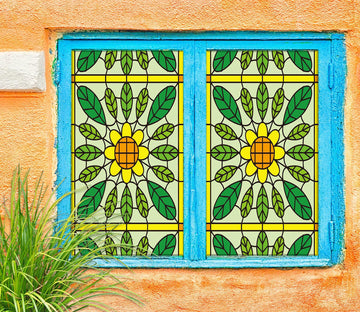 3D Sunflower Pattern 185 Window Film Print Sticker Cling Stained Glass UV Block