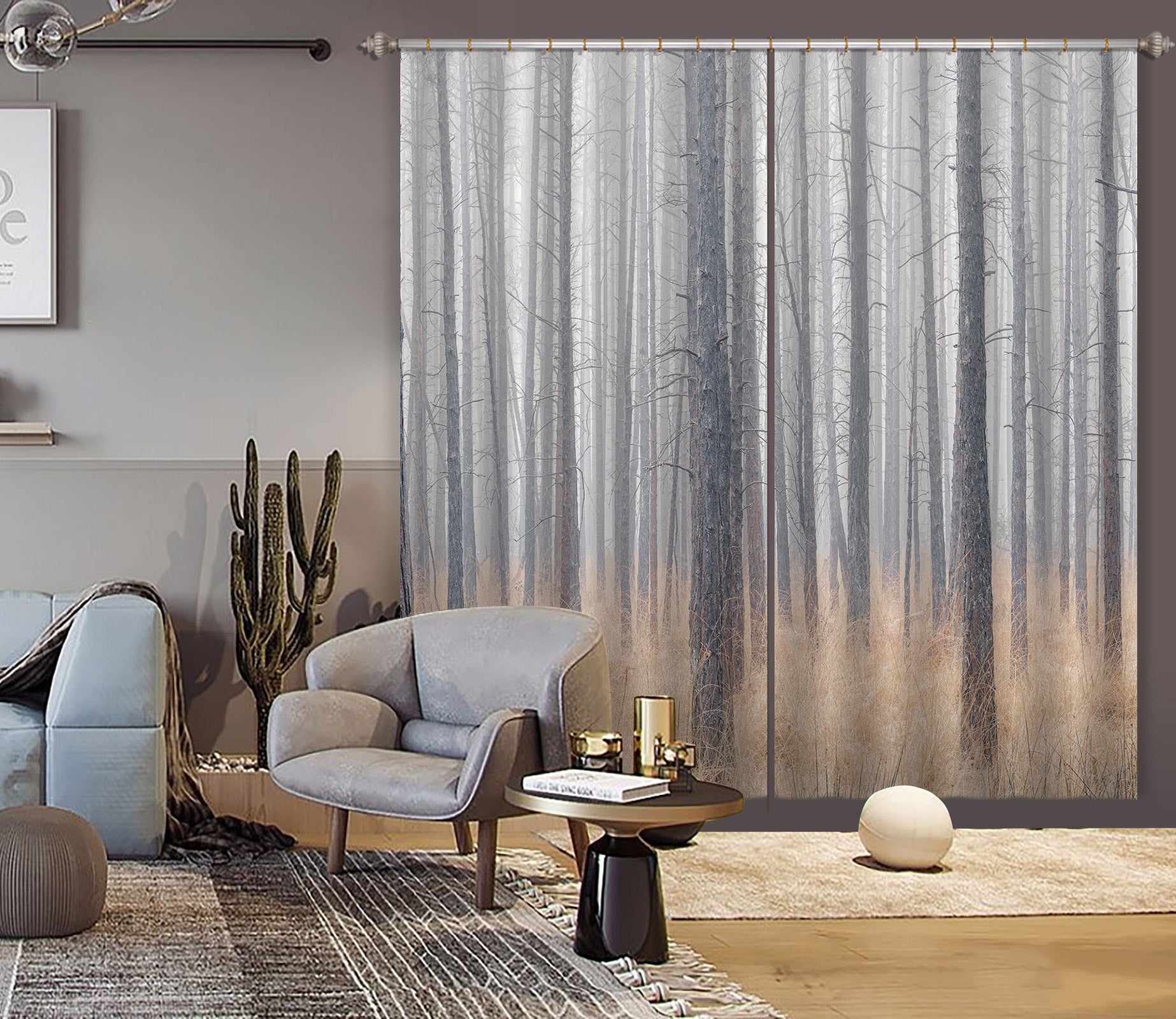 3D Trunk Grass 6587 Assaf Frank Curtain Curtains Drapes