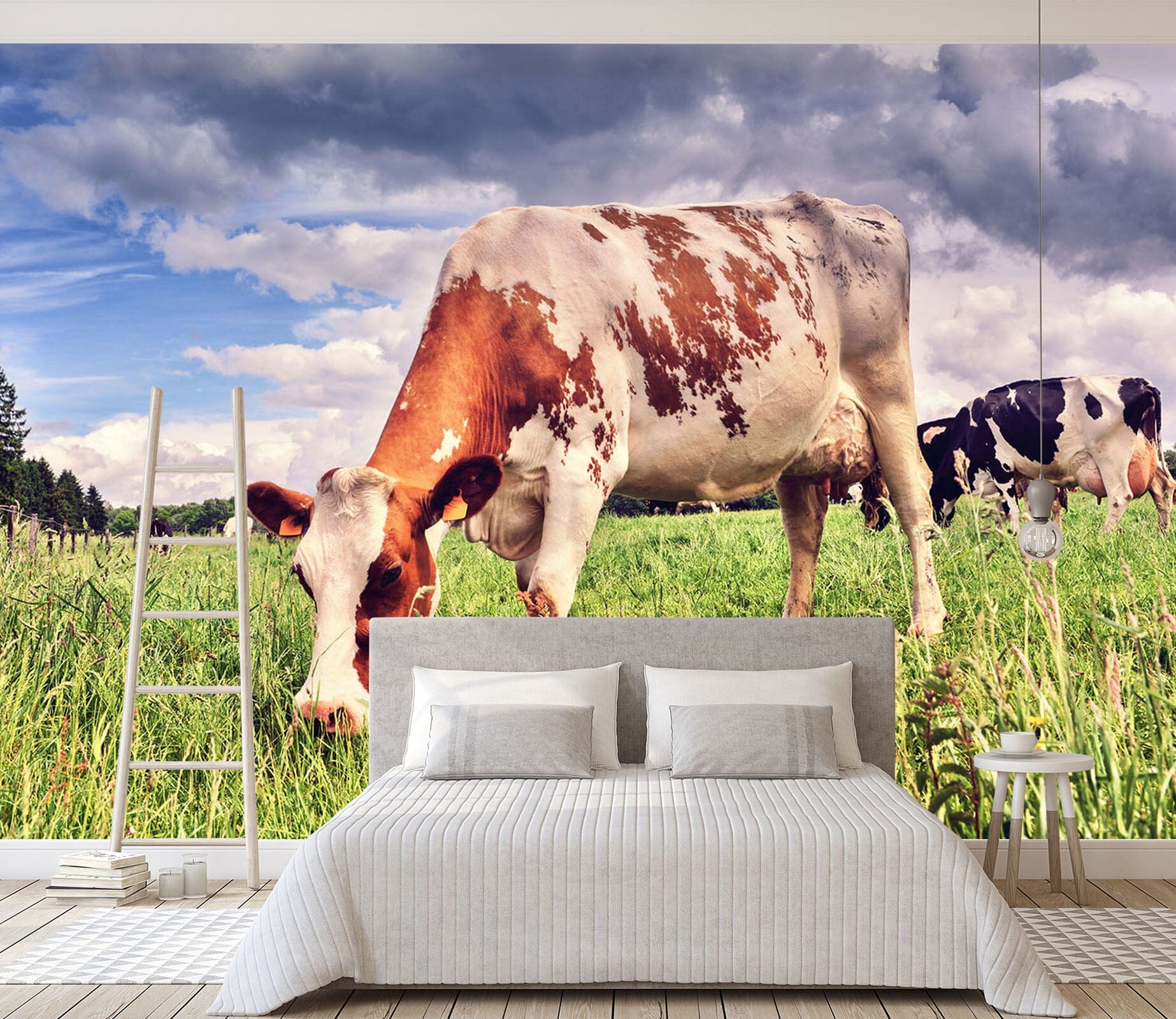 3D Pasture Cow 123 Wall Murals Wallpaper AJ Wallpaper 2 