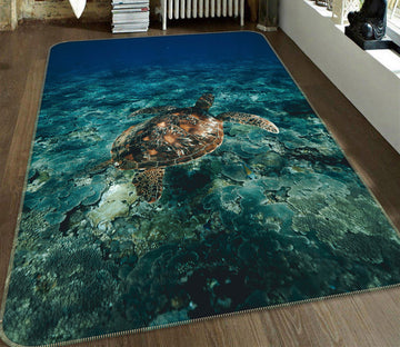 3D Green Sea Turtle 191 Animal Non Slip Rug Mat