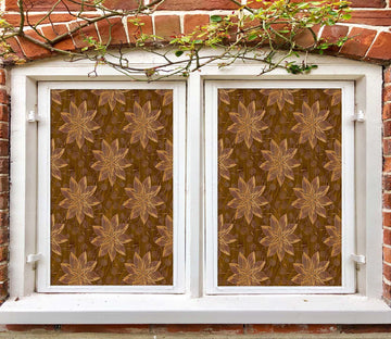 3D Brown Flower 108 Window Film Print Sticker Cling Stained Glass UV Block