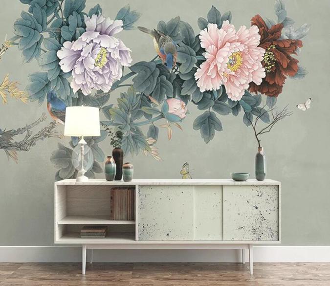 3D Colored Peony 299 Wall Murals Wallpaper AJ Wallpaper 2 