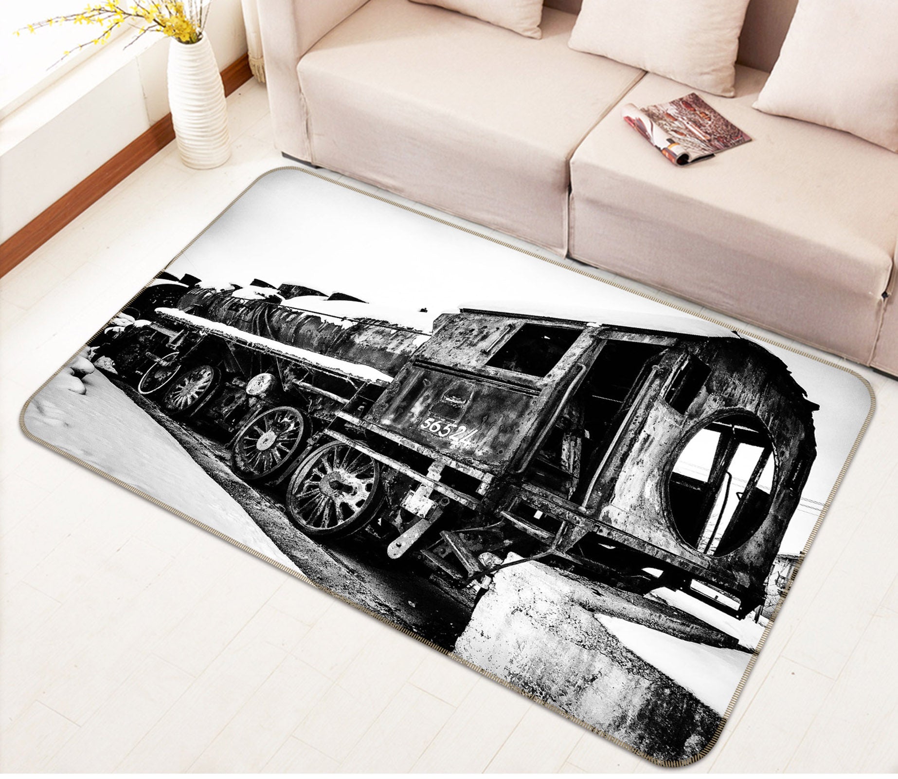 3D Black Gray Train 68041 Vehicle Non Slip Rug Mat