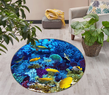 3D Underwater Coral Fish 74030 Round Non Slip Rug Mat