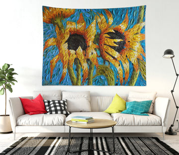 3D Sunflower Painting 11822 Dena Tollefson Tapestry Hanging Cloth Hang