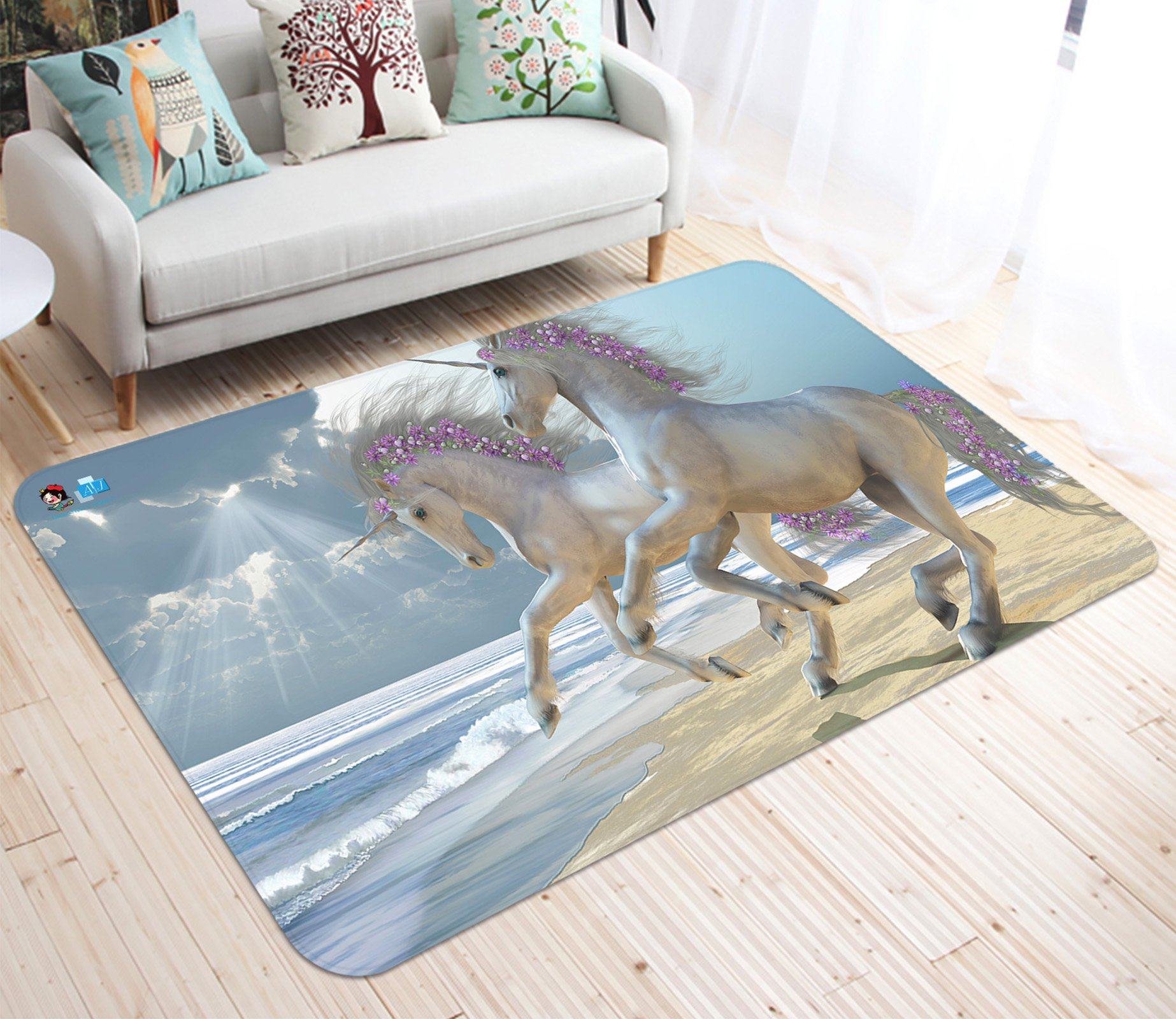 3D Flower Unicorn 35 Non Slip Rug Mat Mat AJ Creativity Home 