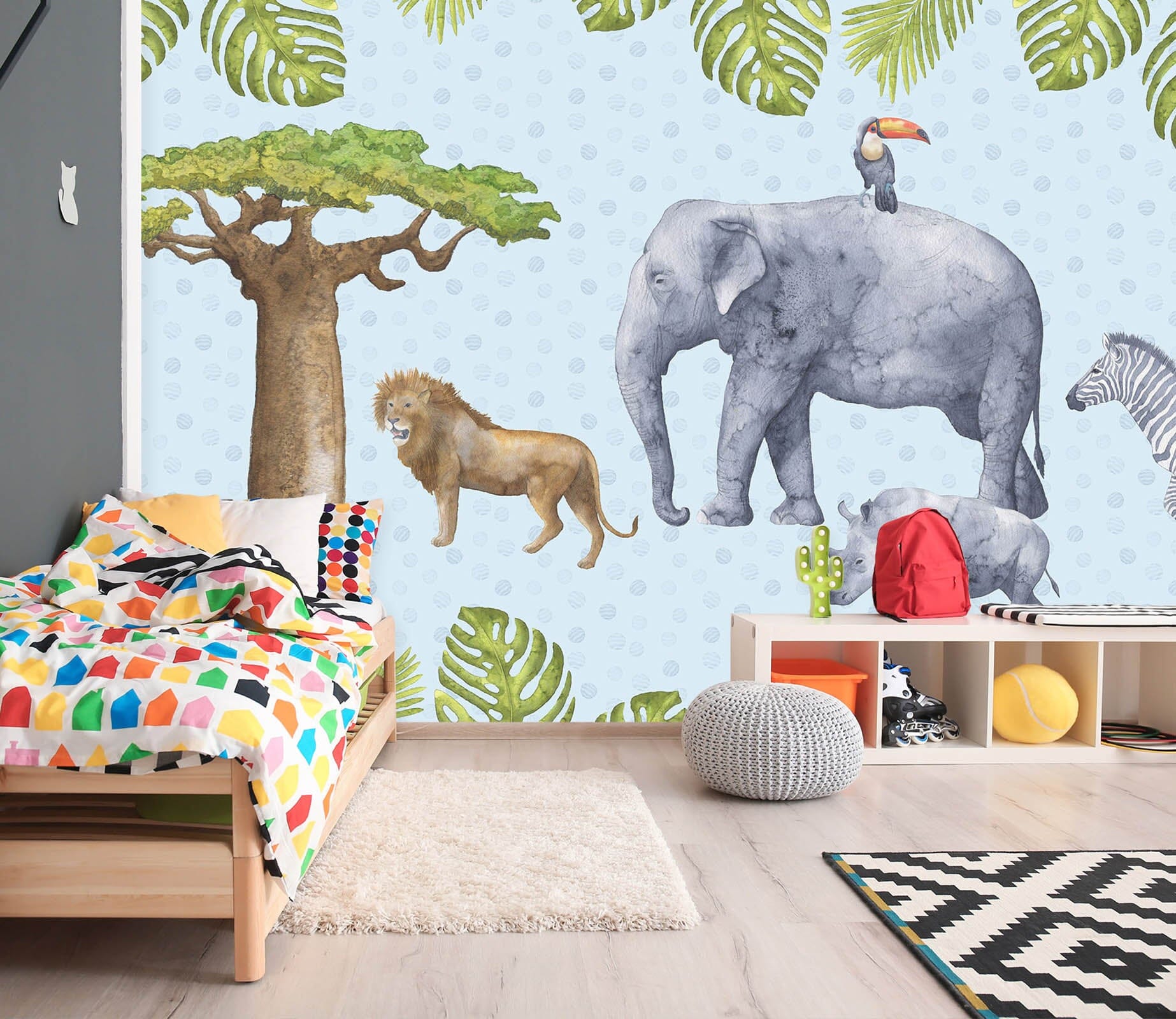 3D Elephant Lion 006 Wall Murals Wallpaper AJ Wallpaper 2 