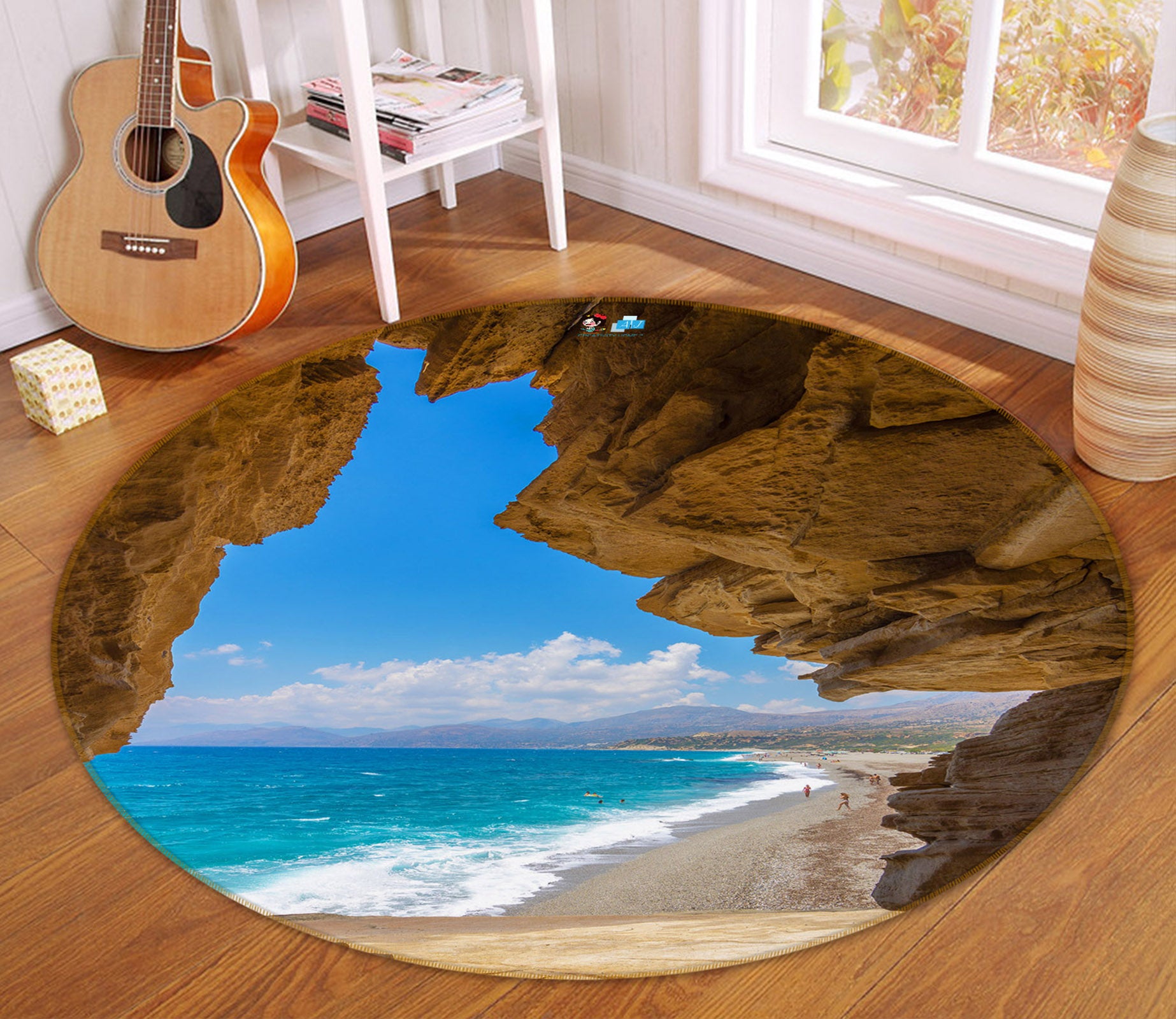 3D Seaside 69181 Round Non Slip Rug Mat