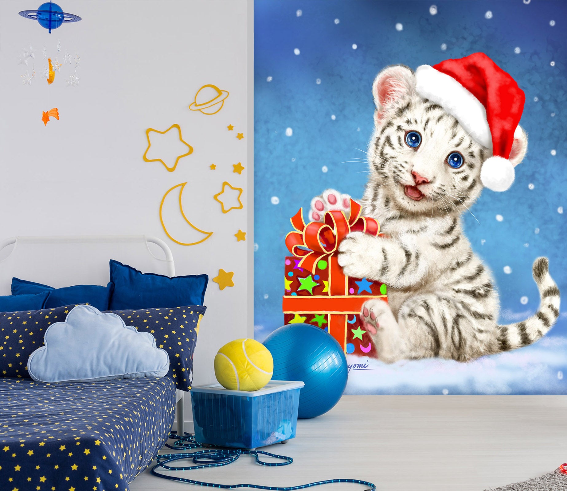 3D Christmas Gift Lion 5504 Kayomi Harai Wall Mural Wall Murals